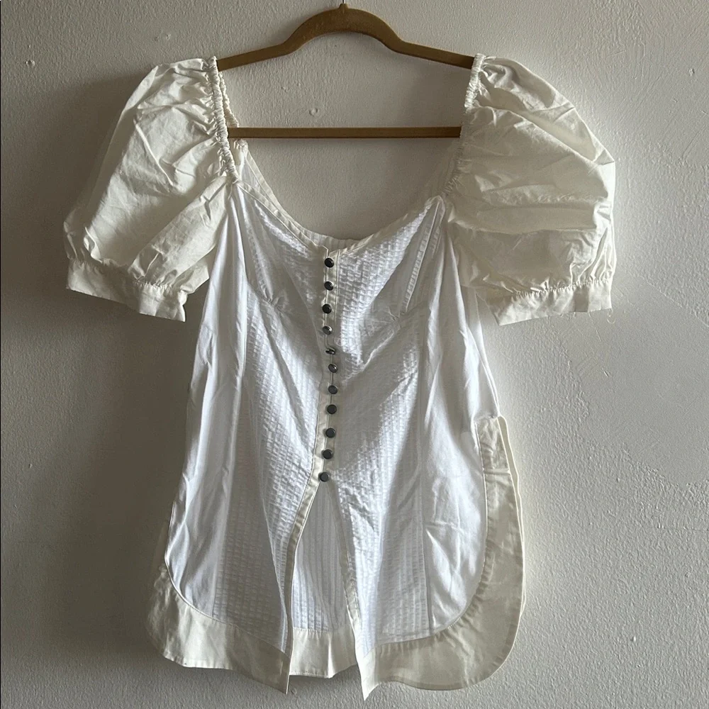 Maeve Puff-Sleeve White Sweetheart Top Size XS